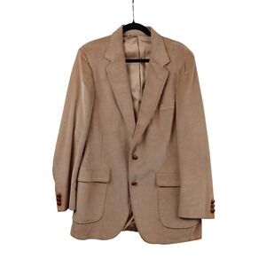 VTG Delberts Arthur Illinois Mens Tan‎ Corduroy Blazer Jacket Size 44 Long
